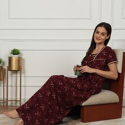 Sweet Dreams Printed Pure Cotton Maxi Nightdress-image-92