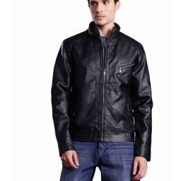 Leather Retail Black Faux Leather Regular Fit Solid Jacket-picture-24