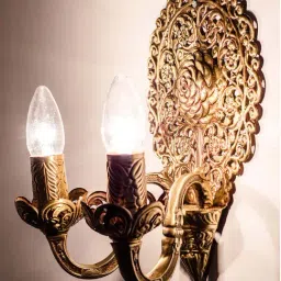 Fos Lighting Gold Ornate 2 Light Shield Wall Sconce (Bulb not included) - Set of 1-19
