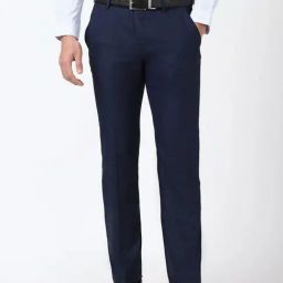 Peter England Navy Slim Fit Printed Trousers-image-43