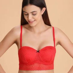 Clovia Red Full Coverage Under-Wired Lace Bralette-image-54