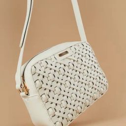 Code by Lifestyle Off White Textured Sling Handbag-46