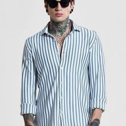Snitch Men India Slim Fit Spread Collar Vertical Striped Casual Shirt-picture-19