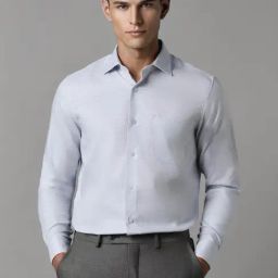 Louis Philippe Blue Cotton Regular Fit Texture Shirt-picture-44