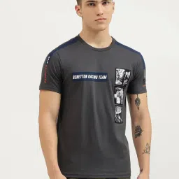 United Colors Of Benetton Dark Grey Pure Cotton Regular Graphic Print T-Shirt-picture-36