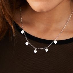 Accessorize London Silver Heart Station Necklace for Women image 2