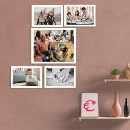 Memory Wall Collage Photo Frame - Set of 5 Photo Frames for 4 Photos of 5'x7', 1 Photos of 8'x10'-image-33