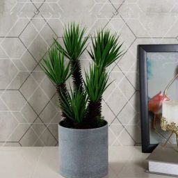Tayhaa White & Green Ceramic Artificial Plant with Pot-image-55