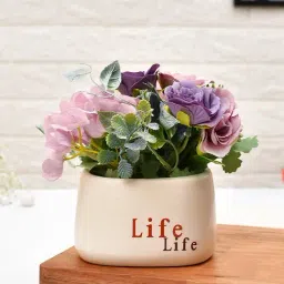 Tayhaa Lilac Ceramic Hydrangea Artificial Plant with Pot-image-97