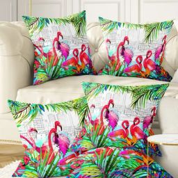 Bianca Pink & Green Digitally Printed Cushion Cover - Set Of 5-25