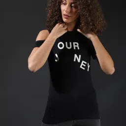 Campus Sutra Black Graphic Print Top-image-17