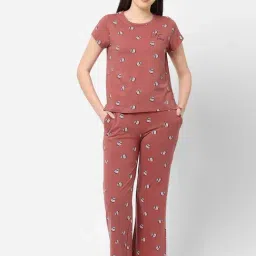 Sweet Dreams Rust Printed Pajama Set-54