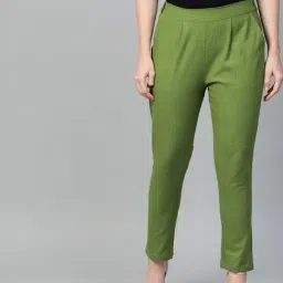 YASH GALLERY Green Mid Rise Pants-image-63