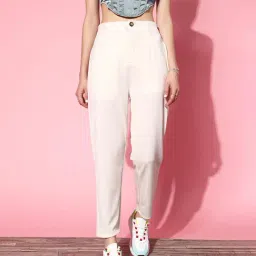 Melon by PlusS White Regular Fit Trousers-image-43