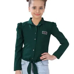 poplins Kids Green Cotton Regular Fit Full Sleeves Top-image-35