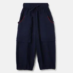 Elle Girls Blue Pure Cotton Textured Trousers-image-43