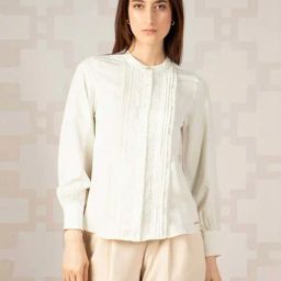Van Heusen Off White Regular Fit Self Pattern Shirt-picture-3
