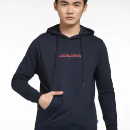 Jack & Jones Navy Blue Cotton Regular Fit Hooded Sweatshirt-picture-42