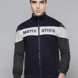 ALCIS Navy Regular Fit Colour Block Sports Jacket-image-42