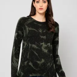 Crozo By Cantabil Dark Green Wool Printed Pullover-picture-8