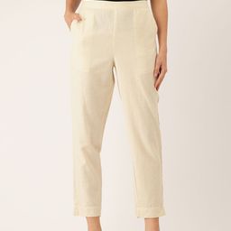 FERANOID Women Original Straight Fit High-Rise Easy Wash Pure Cotton Trousers-image-96