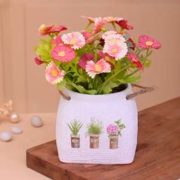 Tayhaa Pink Ceramic Floral Daisy Artificial Plant with Pot-image-89