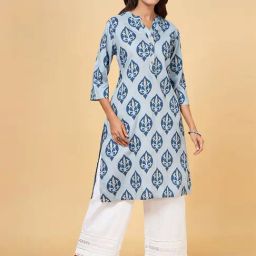 Rangmanch by Pantaloons Blue Printed Straight Kurta-picture-5
