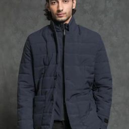 Rare Rabbit Navy Regular Fit Solid Jacket-image-36