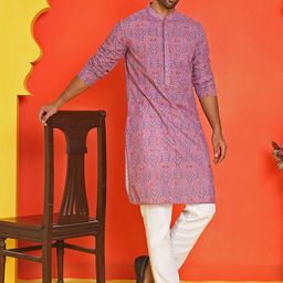 Anouk Men Floral Embroidered Regular Pure Cotton Kurta with Pyjamas-picture-39