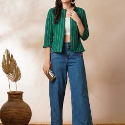 Kami Kubi Green Stripes Casual Jacket-image-86