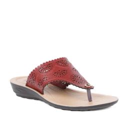 Bata Women's BARI Maroon Thong Wedges-image-26