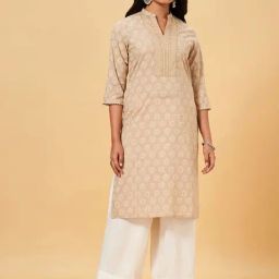 Rangmanch by Pantaloons Beige Printed Straight Kurta-picture-23