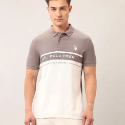 U.S. Polo Assn. Denim Co. White Cotton Slim Fit Colour Block Polo T-Shirt-picture-5