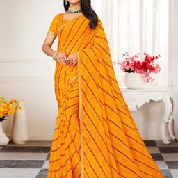 Laxmipati Women Leheriya Printed Sequinned Poly Chiffon Saree-image-93