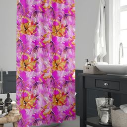 ArtzFolio Pink & Orange Floral Printed Waterproof Shower Curtain-image-103