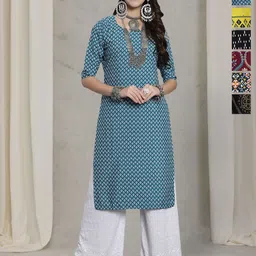 7Threads Women Ethnic Motifs Printed Floral Crepe Kurta-image-97