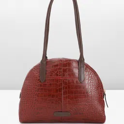 Hidesign Crocodile Textured Leather Structured Shoulder Bag image 3