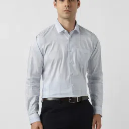 Van Heusen Blue Cotton Slim Fit Checks Shirt-picture-19