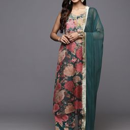Varanga Floral Printed Zari Kurta With Palazzos & Dupatta-19