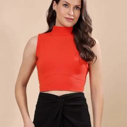 Cation Red Plain Crop Top-image-62