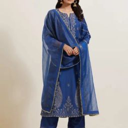Priya Chaudhary Blue Afreen Embroidered Chanderi Silk Kurta-picture-17
