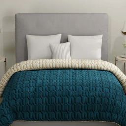 Urban Space Teal & Beige Microfibre Double Bed Comforter-12