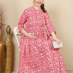 Nayo Floral Print Maternity Maxi Dress-image-37