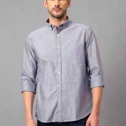 Cantabil Grey Cotton Regular Fit Shirt-image-32