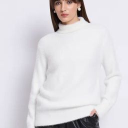 FEMMELLA White Relaxed Fit Solid Sweater-image-35