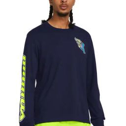 Under Armour Blue Cotton Slim Fit Printed Sports T-Shirt-image-52