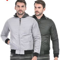 Lawman Pg3 Light Grey & Black Regular Fit Reversible Jacket-picture-22