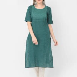 Span Emrald Green Straight Kurta-image-71