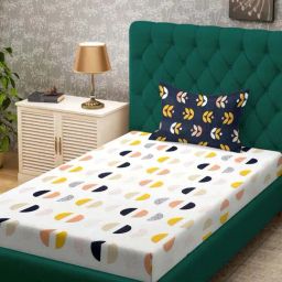 Klotthe White 300 TC Polycotton Single Bedsheet with Pillow Cover-picture-25