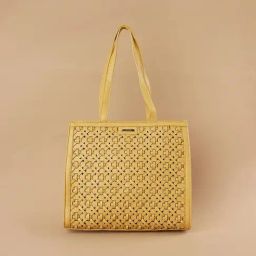 Code by Lifestyle Yellow Textured Tote Handbag-64
